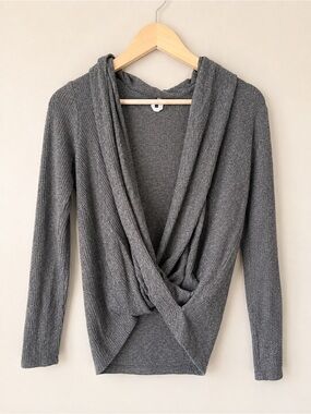 Daily Practice by Anthropologie Waffle Knit Surplice Cross-Front Long Sleeve Top